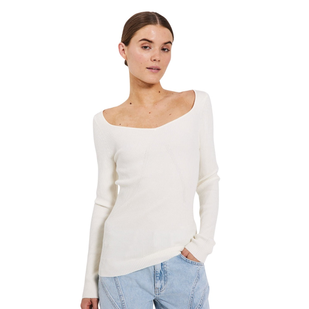 Norr W Sherry Heart Strik Top Off White